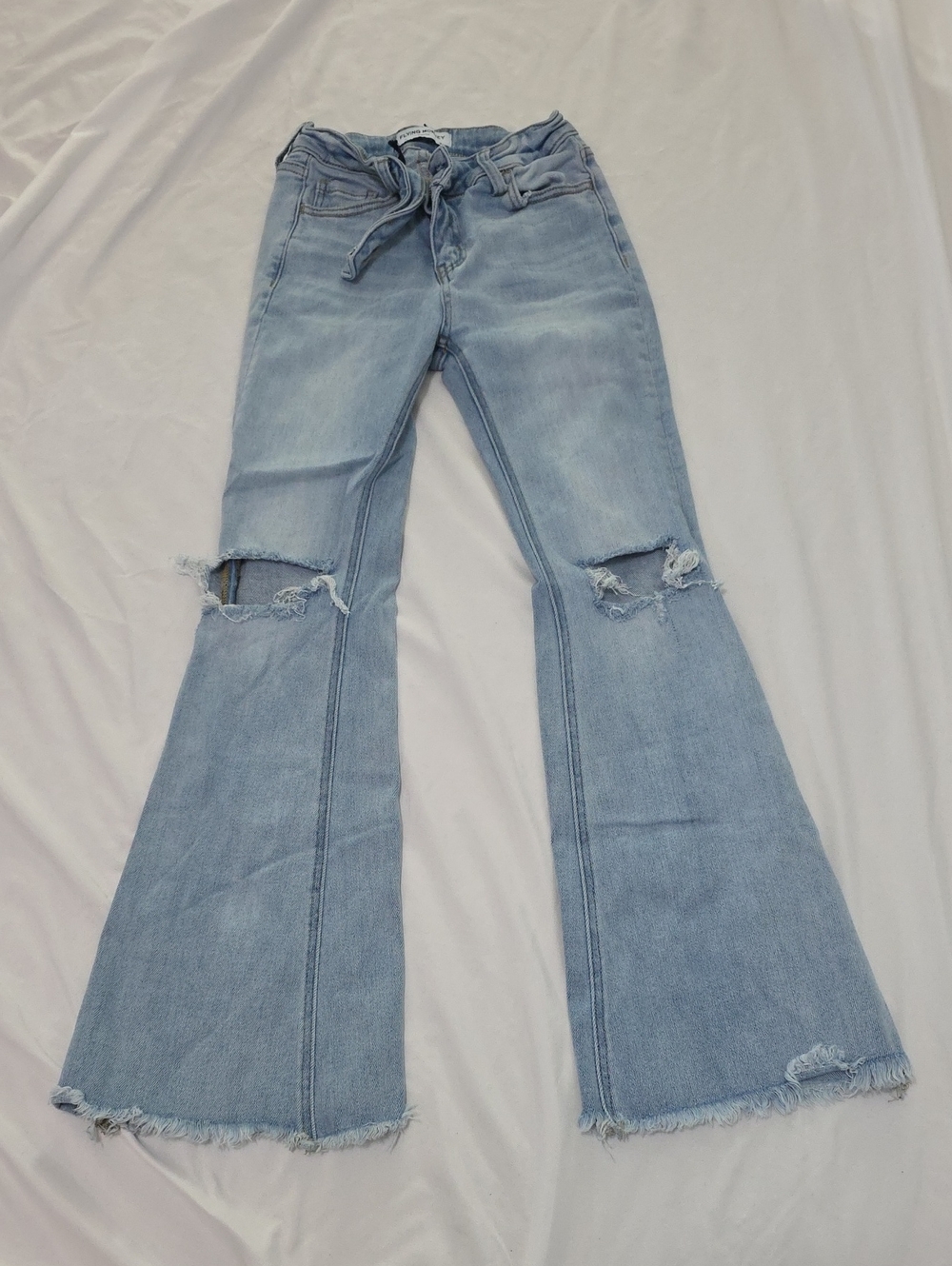 Flying Monkey Light Blue Distressed Flare Jeans